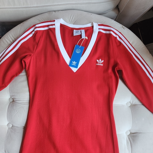 Adidas Maxi Dress red w/ tri-stripes BNWT!!! - Picture 6 of 15